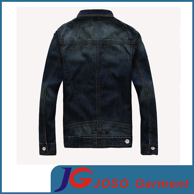 European Version of Slim Frosted Breathable Men′s Cotton Denim Jacket (JC7049)