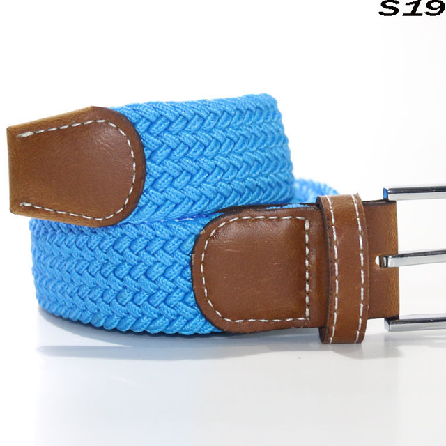 S19men Braided Belt Leisure Wild Models Buckle Elastic Belt with Canvas Belt