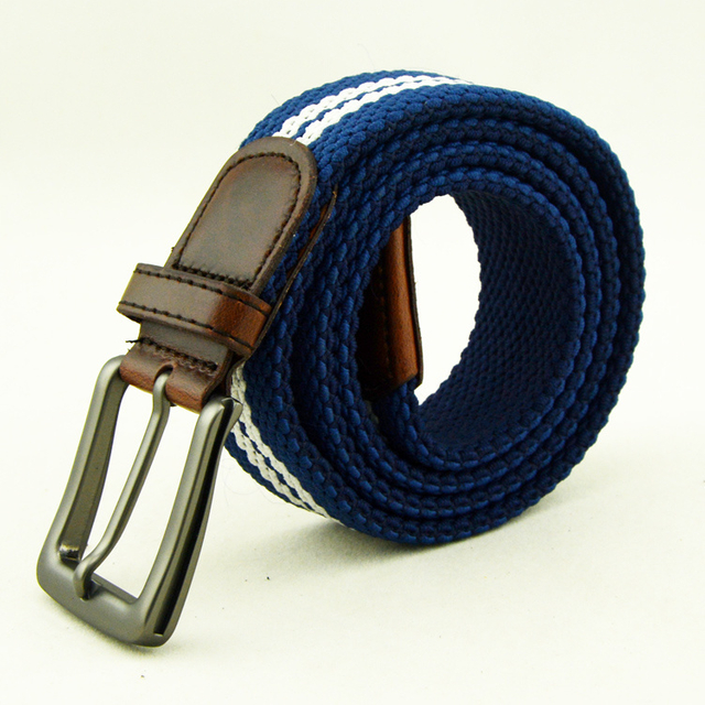 2br25 Two-Color Mixed Rope Braided Belt Male with PU Leather Ending