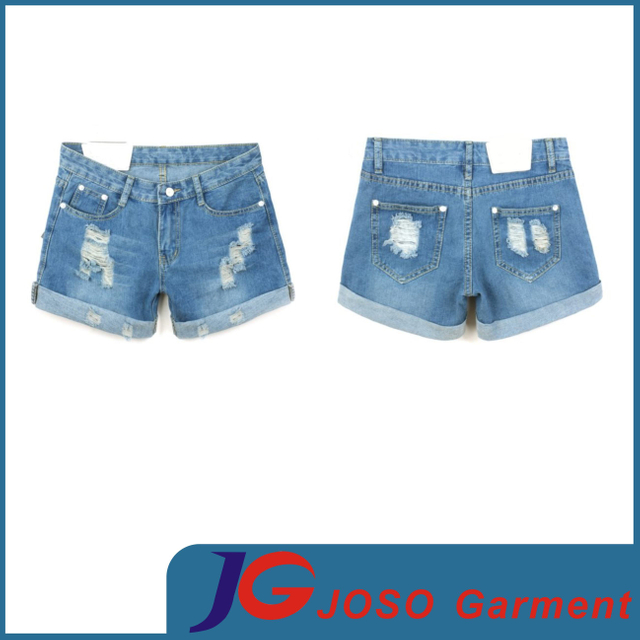 Women Denim Distressed Cut off Shorts (JC6073)