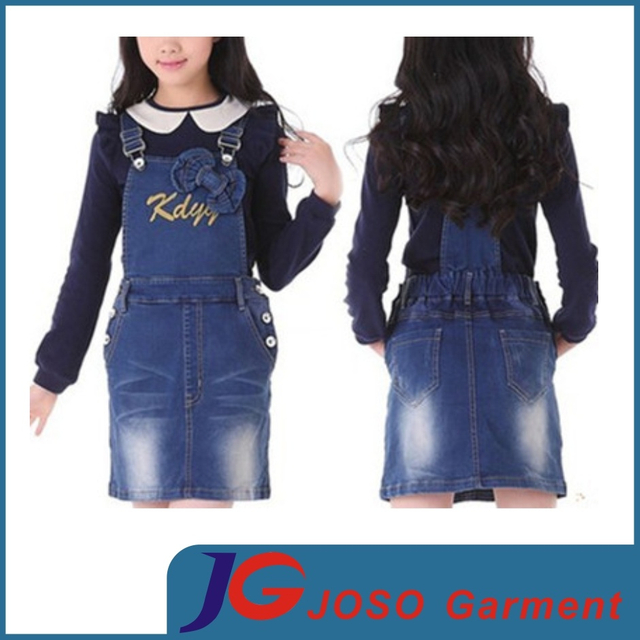 Girls Kids Pocket Jeans Suspender Skirt Wear (JC5193)