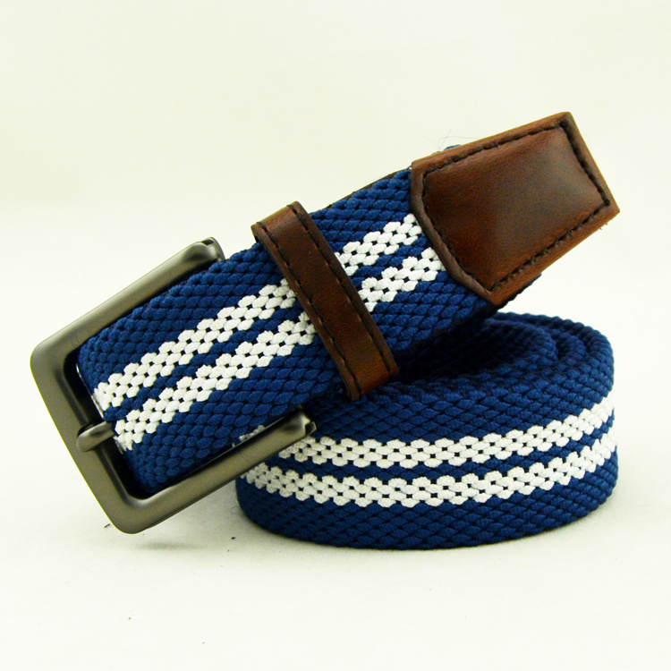 2br25 Two-Color Mixed Rope Braided Belt Male with PU Leather Ending