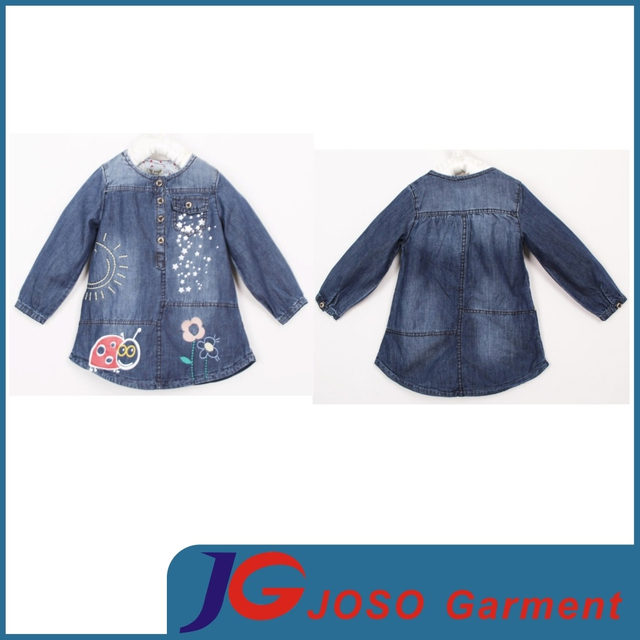 Girl′s Denim Long Coat out Wear (JT5007)