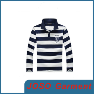 Men′s Autumn Long Sleeve T-Shirt Lapel Stripes (JS9018m)