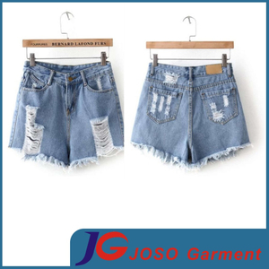 Specially Front Pocket Ripped and Sratch Girls Denim Shorts (JC6099)