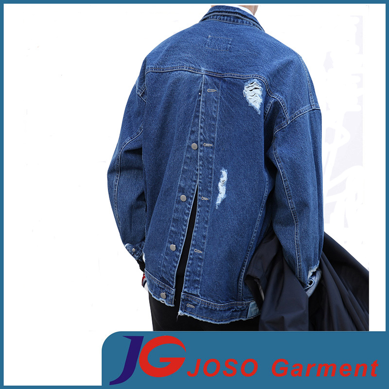 Simple Retro Biker Denim Jacket for Men (JC7046)