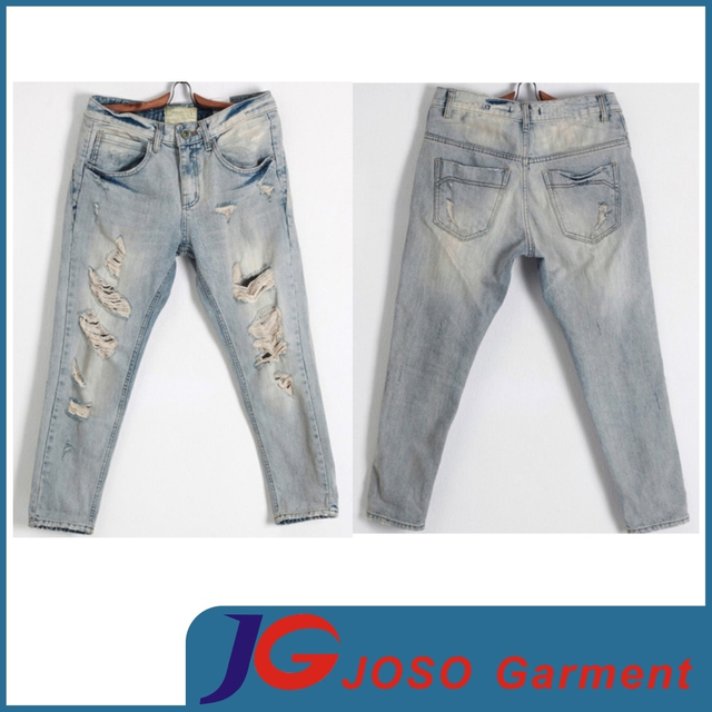 Destroyed Jean Retro Casual Women Pants (JC1230)