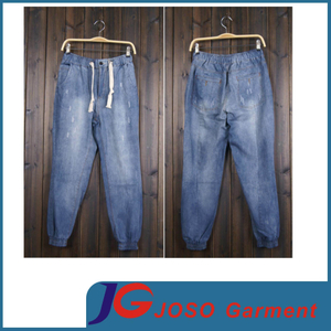Big Mens Jeans Ankle Elastic Waisted Belt Jeans (JC3393)